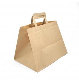 Netuno 20 borse di carta per la spesa colore marrone 25 x 11 x 32 cm sacchetti di carta kraft per alimenti con manico ritorto shopper kraft con fondo piegato 