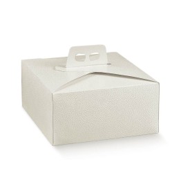 Scatola porta torta quadrata con manico 31x31x12 cm bianca